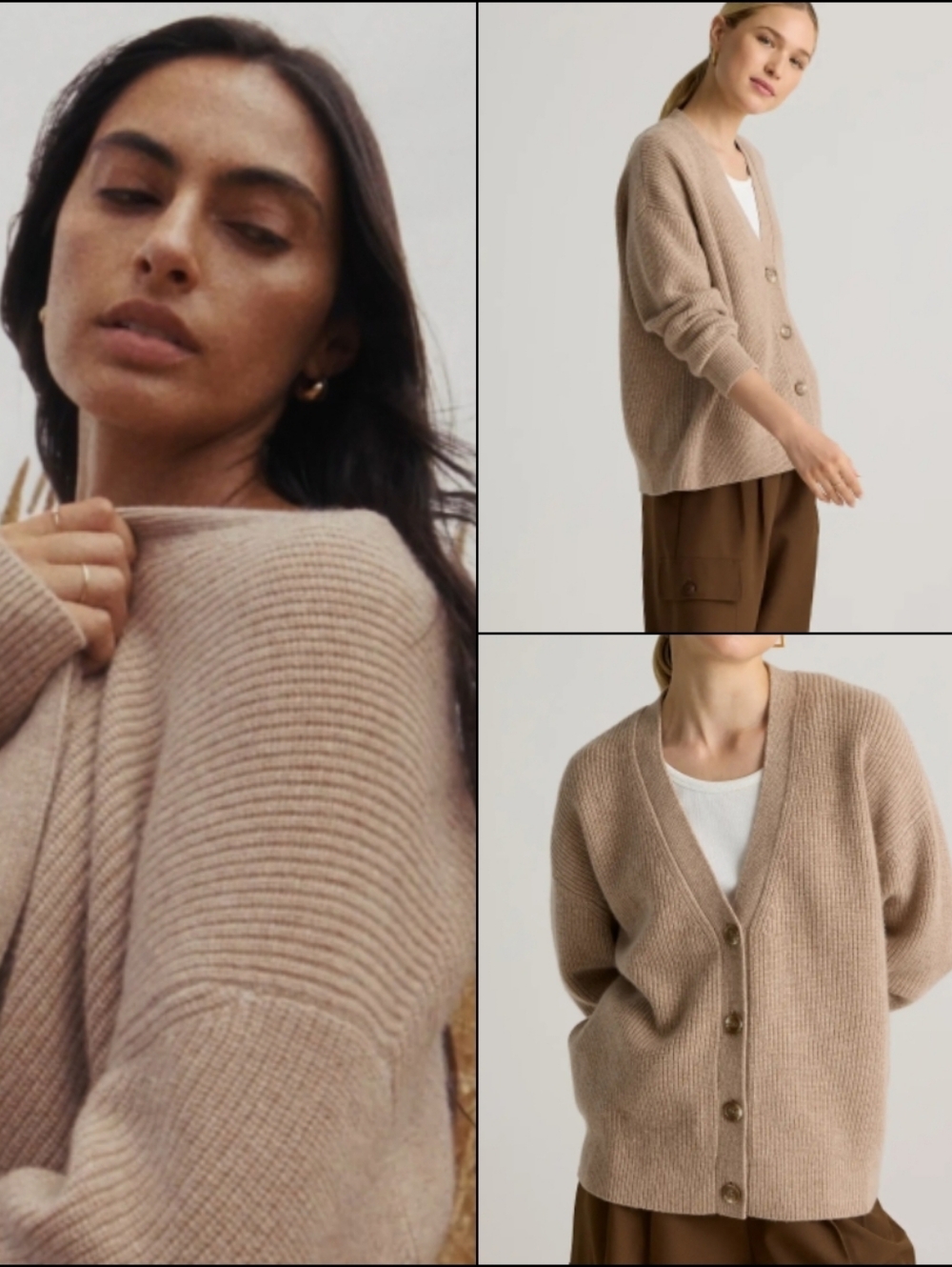 Quince Tan Mongolian Cashmere Fisherman Boxy Cropped Cardigan Sweater! XS